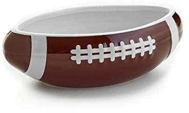40YARDS American Football Schüssel/Schale in American Football Form (Größe: XXL, maßstabsgetreu, 28 cm Länge) aus Keramik mit erhabener, fühlbarer Naht