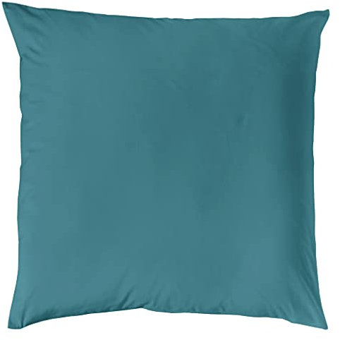 Decoper ® Mako-Satin Kissenbezug aus 100% Baumwolle | Atmungsaktiv & kuschelig weich | Farbe Smaragd Türkis | 1 teilig - 80 x 80 cm