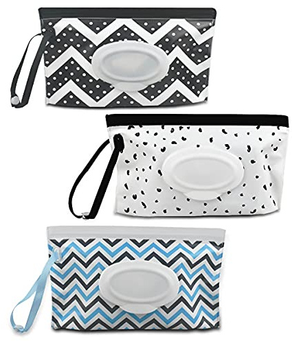 3 Pack Baby Wipes Dispenser Portable Wet Wipe Dispenser Bag Reusable Travel Baby Wipes Container Refillable Wet Wipe Carrying Case Holder for Diaper Bag Lightweight Travel Wipes Dispenser Cases