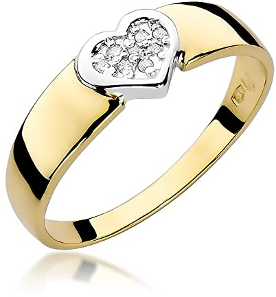 MARKO Herzförmiger Damenring aus Gold mit 0,04 Karat Diamanten | 14 Karat Gold (585) | Goldring mit Box | Goldring für Frauen