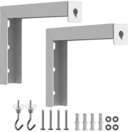 Faderr 1 par de pantallas universales para proyector, soporte en L, para colgar en la pared, extensión ajustable con gancho manual, montaje en pared o techo (blanco)