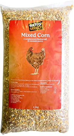 Extra Select Mixed Corn for Chickens - Premium Chicken and Poultry Feed, Ideal for Scratch or Feeders, Nutritious Yolk-Boosting Recipe - Chicken Corn 2.5kg