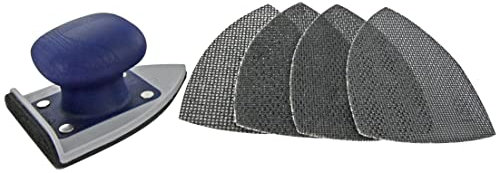 Tivoly XT101520102 Lot Cale à poncer Angle 93x135mm Auto-Agrippant, Ergonomique + 4 Feuilles Abrasives Maille Carbure de Silicium grains assortis