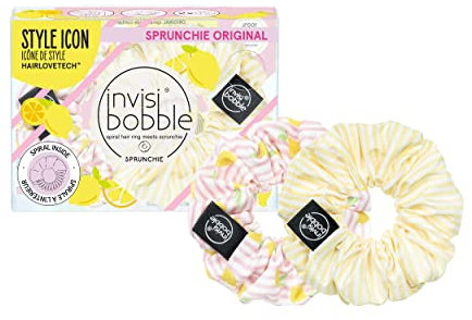 invisibobble Haargummi Set Fruit Fiesta #GNTM Scrunchie Pastell I 2x Haargummis Rosa und Gelb für Mädchen & Damen I Scrunchies Gestreift I designed im Herzen Münchens