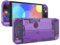 eXtremeRate Cover Pulsanti Tasti Ricambio per Nintendo Switch OLED Console Joycon,Custodia Posteriore Controller Scocca Supporto Shell Kickstand per Nintendo Switch OLED-Trasparente Viola Atomico