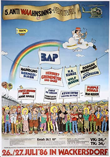 Premium Poster/Plakat | DIN A1 | Wanddeko | Live Konzert Veranstaltung » Anti Waahnsinns - Festival - BAP, Haindling, Grönemeyer, Wackersdorf 1986 «