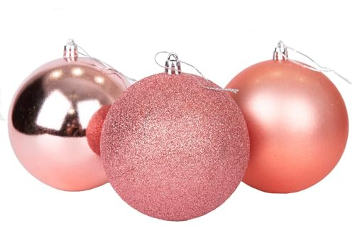 15cm/3Pcs Christmas Baubles Shatterproof Rose Gold, Christmas Tree Decorations Ball Ornaments Balls Xmas Hanging Decorations Holiday Decor - Shiny,Matte,Glitter