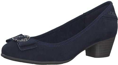 s.Oliver Damen Pumps mit Schleife Kleiner Absatz, Blau (Navy), 40