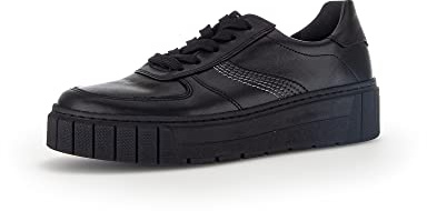 Gabor Damen Low-Top Sneaker, Frauen Halbschuhe,Wechselfußbett,Komfortable Mehrweite (H),Plateausohle,straßenschuhe,schwarz,37.5 EU / 4.5 UK