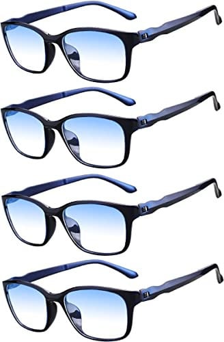Eyglajdd Lesebrille für Herren Damen Matt Finish,TR90 leicht Lesehilfe Blaulichtfilter Brille 4er-Pack Blau +2,0