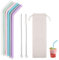 6PCS Reusable Silicone Straws, 2 Straw Cleaner Bottle Brush with Cloth Bag,Portable Bendy Straws Colorful Travel Straw for Smoothie Slushie Milk Coffee Juice
