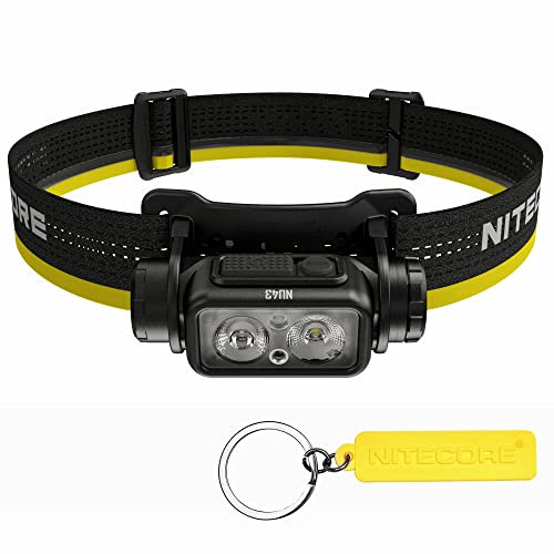 Nitecore NU43 - Linterna frontal ligera de 1400 lúmenes, batería de 3400 mAh, USB-C, recargable (NU43-NCS-525)