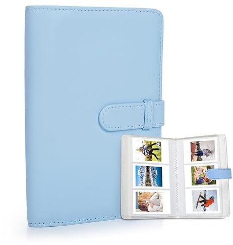 Riosin Mini-Album mit 108 Taschen, kompatibel mit Fujifilm Instax Mini-Film, geeignet für Instax Mini 12/11/7+/9/Evo/40/99/Liplay, 5,1 x 7,6 cm Fotoalbum für Canon Ivy 2 Kpop Photocard (Pastellblau)