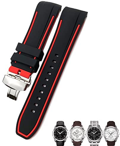 FFHAO 23 mm 24 mm Gummi Silikon Uhrenarmband Fit für Tissot T035 T035627 Schmetterling Schnalle Ersatz Schwarz Blau Curved End Uhrenarmbänder, 23mm golden clasp, Achat