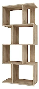 VBChome Standregal 60 x 140 x 30 cm Eiche Sonoma Büroregal mit 4 Fächern Bücherregal Bücherschrank Regal Holzwerkstoff Mehrzweckschrank für Flur Schlafzimmer Wohnzimmer Kinderzimmer Eiche Sonoma