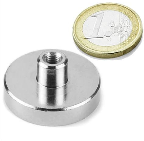 2 x Neodym Flachgreifer Magnet Topfmagnet Ø 32,0 mm Gewindebuchse M5 - hält 35 kg - 2 Stück