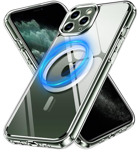 ivoler Klar Magnetisch Hülle für iPhone 11 Pro Max 6.5 Zoll, [Kompatibel mit MagSafe] [Nie Vergilbung] [Militärischer Schutz] Stoßfest Kratzfest Transparent Schutzhülle Durchsichtige Handyhülle Case