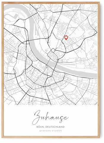 Einzugsgeschenk Wohnung Haus - Einzug Geschenk personalisiert, Koordinaten Bild Poster, Geschenk zum Einzug, Stadtkarte Umzug, Karte Haus, Hochzeitsgeschenk Stadt, ohne Rahmen