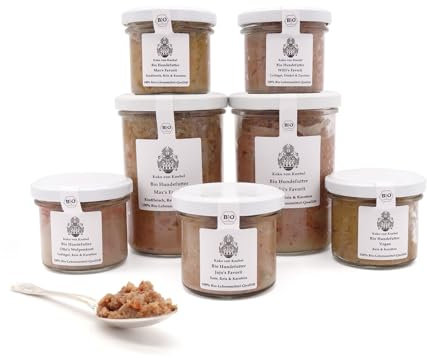 Bio Hundefutter im Glas -Organic Dog Dinner - Bio Hundefutter Gemischt Max Willi JoJo Vegan Otto Glas 12 x 100g [Premium Nassfutter] - 100% Bio Qualität - Koko von Knebel