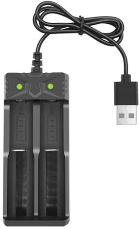 Hilai Caricabatterie a batteria, 18650,2-Slot 5 V USB Caricabatterie ricaricabili USB Caricabatterie al litio universale telescopico con batterie ricaricabili a sovraccarico