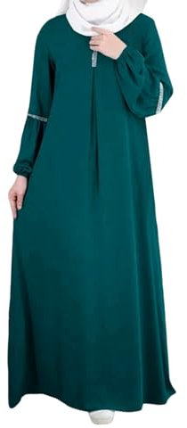 MYIESAXL Muslimische Kleider Damen, muslimisches Ganzkörper-Plissee-langes Gebetskleid, Abaya-Kleid, islamische Robe in voller Länge, ethnischer Naher Osten, Dubai-Druck, Abaya für Ramadan, Party