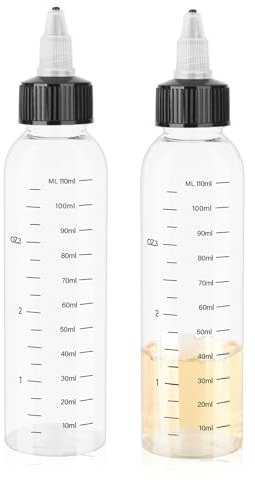 Sliverdew 2 Flaconi Applicatori per Capelli Con Tappo a Vite e Scala Graduata Trasparente da 113,4 g - Bottiglia di Plastica per Tintura e Olio