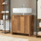 [en.casa] Mueble para Debajo del Lavabo Namsskogan con Compartimentos Cerrados Elegante Mueble Auxiliar Baño 2 Puertas con Tiradores Aglomerado 60 x 60 x 30 cm - Efecto Nogal