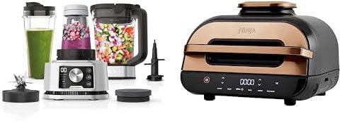 Ninja Foodi Power Nutri Blender 3-en-1, mélange les bols de smoothie boissons glacées, 1200W, CB350EU + Ninja Foodi MAX Health Grill & Air Fryer, 6-en-1, 3,8L, Exclusivité Amazon AG551EUCP