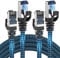 CABNEER Câble Ethernet Cat 8 1,5M 2 Pièces, RJ45 Haut Débit 40Gbps 2000MHz Nylon Tressé Double Blindage Rallonge Ethernet Compatible avec Routeur Modem Décodeur TV