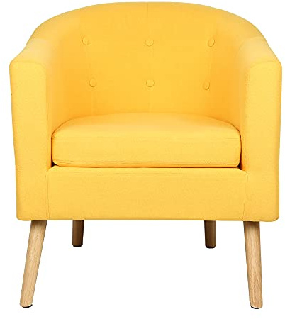 Willonin Kleiner Crapaud-Sessel, skandinavischer Sessel, Wohnzimmer-Sessel, Relaxsessel, Samt, für Schlafzimmer, Füße aus Massivholz, rutschfeste Füße und Sitzkomfort (gelb)