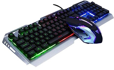 Artibetter Tastiera Meccanica Retroilluminata Usb e Mouse Ergonomico Con Illuminazione Led Arcobaleno Design Tasti Flottanti e Funzione Multimediale Per Gamer