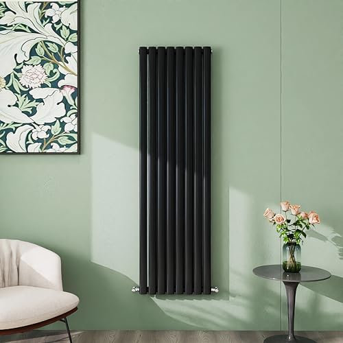 Simple Bathroom 1600×472mm Black Radiator Vertical Double Oval Column Designer Central Heating Rad for Bathroom/Kitchen/Living Room