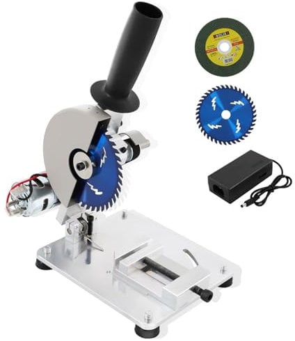 Mini Chop Saw, 4 inch Tabletop Mitre Saw with 2 Blades, 7 Speed, 9000RPM, Angle and Height Adjustable, Portable Cut Off Machine for Steel Aluminum Wood Acrylic