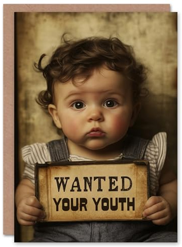 Artery8 Old Western Wanted Sign Your Youth Girl Photo Birthday Card