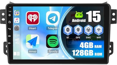 Zomolither 4+128G Android 15 Autoradio con Wireless Carplay & Android Auto per Suzuki Splash/Ritz/Opel Agila 2008, 9’’ Incell Touchscreen EQ RDS/FM GPS SWC WiFi Bluetooth+AHD Retrocamera+MIC