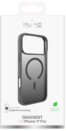 Puro Cover iPhone 17 Pro, dunkelgrau TPU GRADIENT Magsafe und Farbverlauf Effekt