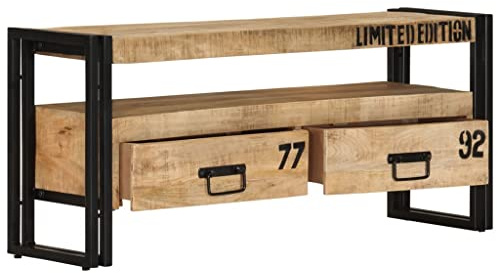 Mimdixy Consolle TV per il soggiorno, mobile TV, 100 x 30 x 45 cm, in legno massiccio mango