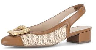 Gabor Damen Slingpumps, Frauen Pumps,Basic,Derby,Silber,rosa,grau,beige,Lack,braun,klassisch,Komfort-Mehrweite,gesund,Natur/Nougat,40 EU / 6.5 UK