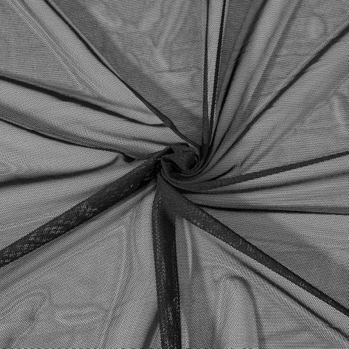 Softtüll Stoff 4 Wege Stretch Netzgewebe 100 ×160 cm Weicher Tüll Tüllstoff Kostümstoff Dekostoff Polyester Spandex Power Mesh Leichtes Netz zum Nähen Basteln Kleider Heimdekoration(Schwarz)