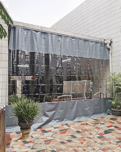 Tenda Trasparente Esterno Tenda Divisoria Industriale Isolata Esterni Binario, Tende Divisorie Scorrevoli Trasparenti Garage, Separatore Vinile Pergolato Area Lavoro(W2.5xH1.5m/8x5ft)
