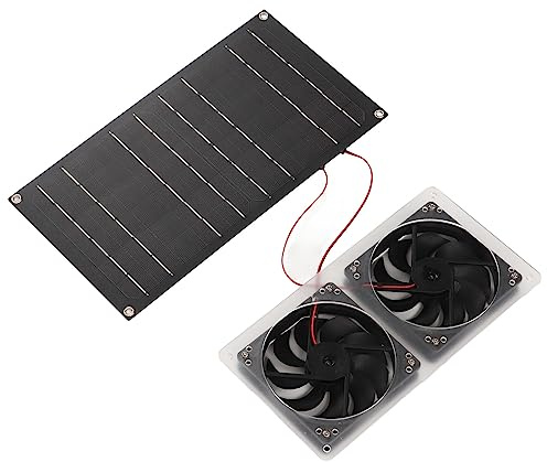 BRRNOO Ventilador con Energía Solar, Ventilador con Energía Solar para Invernadero con Panel, y Cable de Conexión Silicio Monocristalino de 100 W 5 V, ABS para Vehículos Recreativos, Yates,