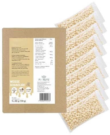 Weiße Schokolade Fondue - cremige Drops für Schokoladenbrunnen & Dessert - schnell schmelzend 720g (9x80g)