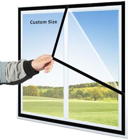 Custom Size Balcony Window Safety Screen Mesh with Self-Adhesive Tape | Indoor Protection Net for Cats, Zipper Design, Let Fresh Air in, Keep Flies Mosquito Out, Easy to Install