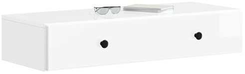 vidaXL Wandmontierter Beistelltisch Hochglanz Weiß 87,5 x 34,5 x 17 cm, Eleganter Beistelltisch, modernes Stauraummöbel, rechteckig, vielseitig für Dein Wohnzimmer