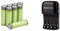 Amazon Basics Chargeur de Piles Ni-MH AA et AAA avec Port USB & Piles Rechargeables AA Haute Capacité, Pré-Chargées - Lot de 8