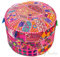 Eyes of India - Bunt Flickwerk Rund Polsterhocker Sitzkissen Abdeckung Boden Sitz Boho Chic Bohemian Akzent Indische Handarbeit - Rosa, 17 X 12 in. (43 X 30 cm)
