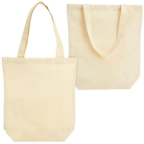 24-Pack Blank Cotton Canvas Tote Bags for Women: DIY, Arts and Crafts Projects, Reusable Shopping Bags for Groceries, Supplies, Cloth Gift Bags, 33x29 cm