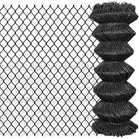Tidyard Galvanized Chain Link Fence Mesh Fencing Panel Animal Edge Border PVC-coated steel 15x1 m Steel Grey