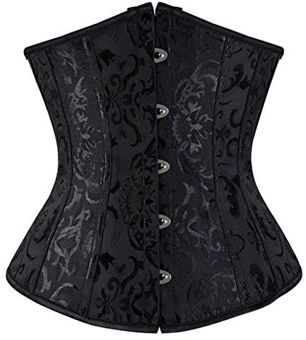 Sxybox Korsett Damen Unterbrust Schnüren Corsage Bustiers für Halloween und Karneval,Schwarz,L
