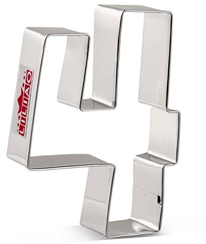 LILIAO Emporte-pièce en acier inoxydable en forme de chiffre 4 pour anniversaire ou jour spécial 6,6 x 9,1 cm